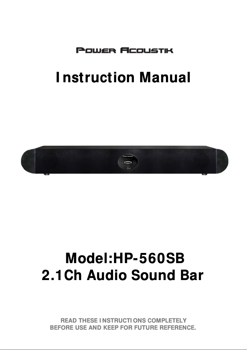 Page 1 de la notice Manuel utilisateur Power Acoustik HP-560SB