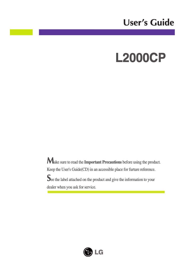 Page n°1 - Manuel utilisateur LG L2000CP