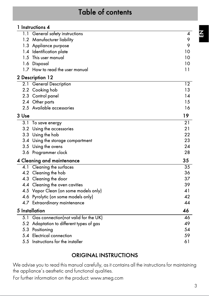 Page 1 de la notice Fiche technique Smeg C92GMX9