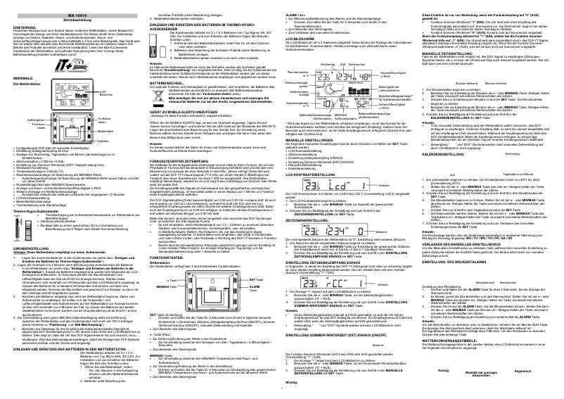 Image de la première page du manuel de l'appareil MA 10410