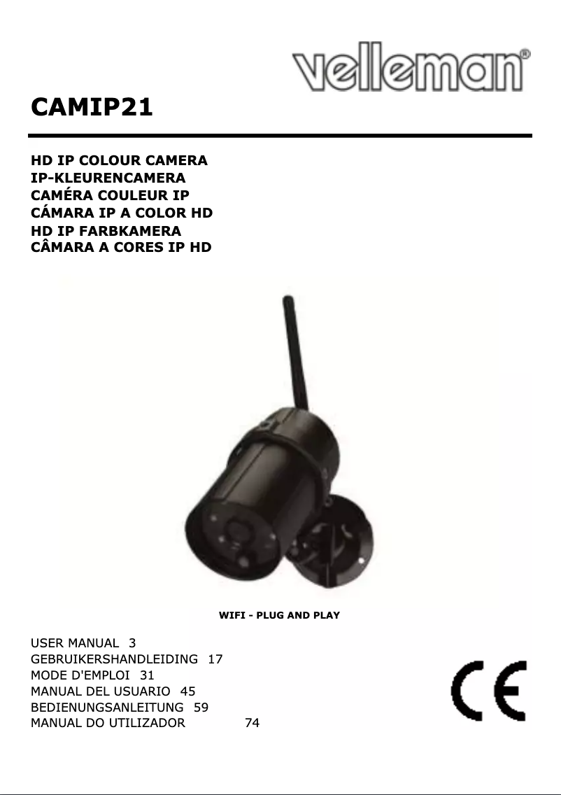 Page n°1 - Manuel utilisateur Velleman CAMIP21