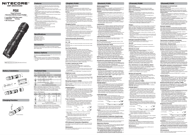 Image de la première page du manuel de l'appareil P10iX