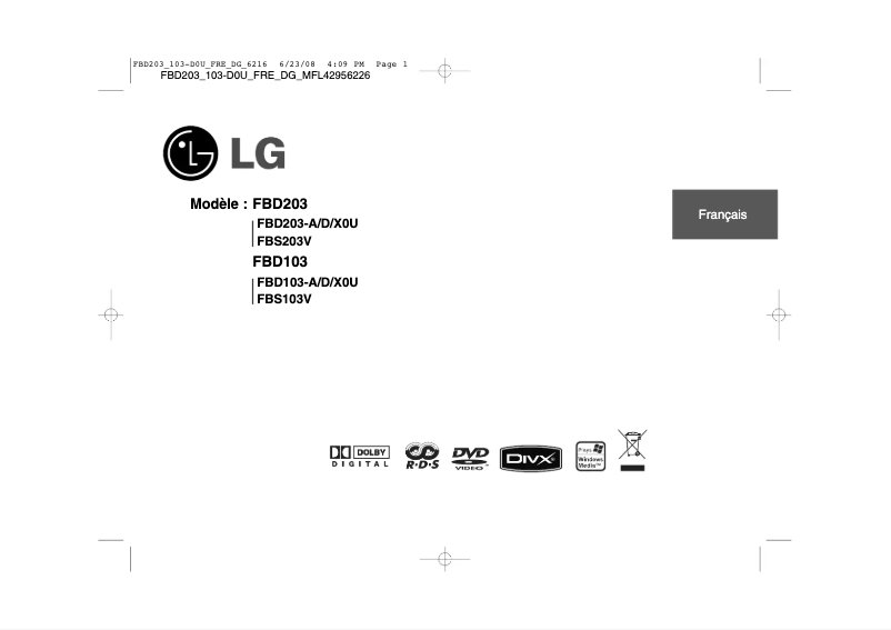 Page n°1 - Manuel utilisateur LG FBD203