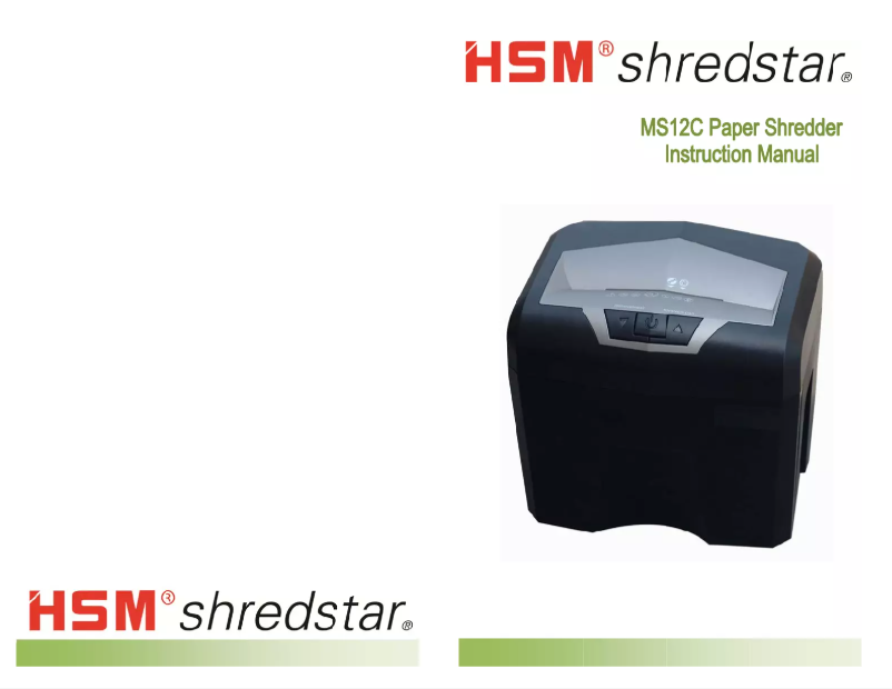 Page n°1 - Manuel utilisateur HSM Shredstar MS12C