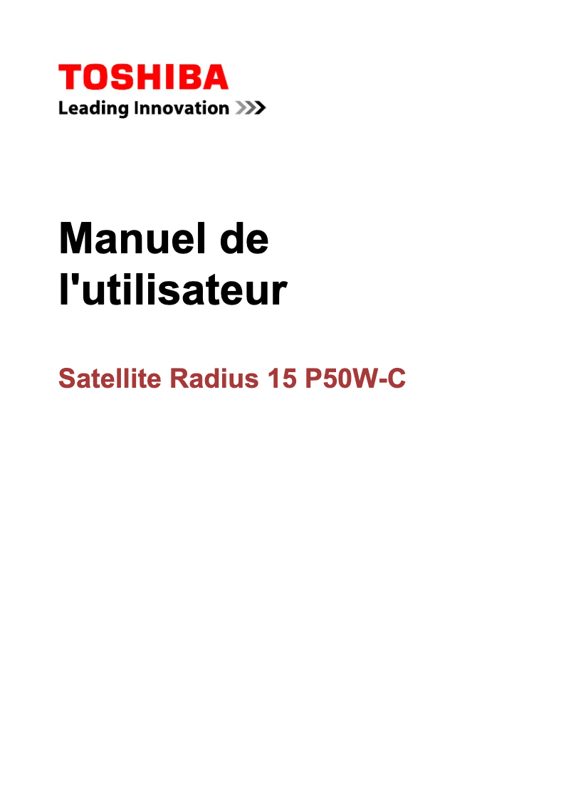 Page 1 de la notice Manuel utilisateur Toshiba Satellite Radius 15 P50W-C