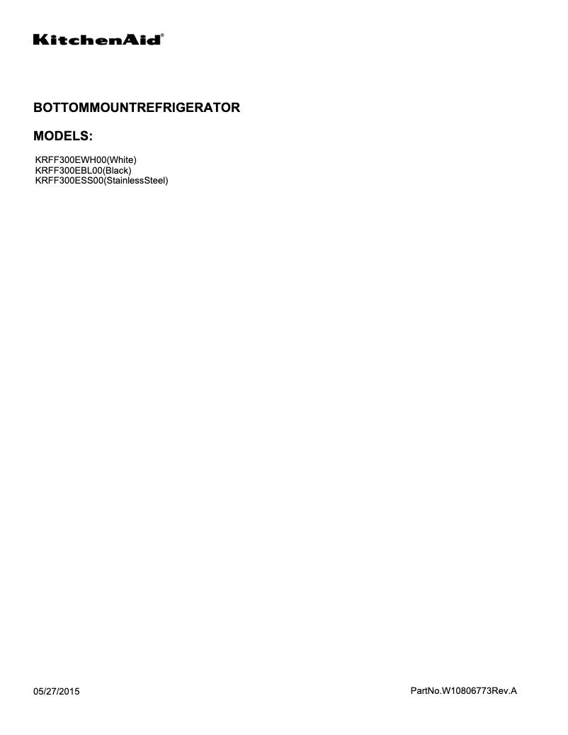 Página 1 del manual Guía de instalación KitchenAid KRFF300E