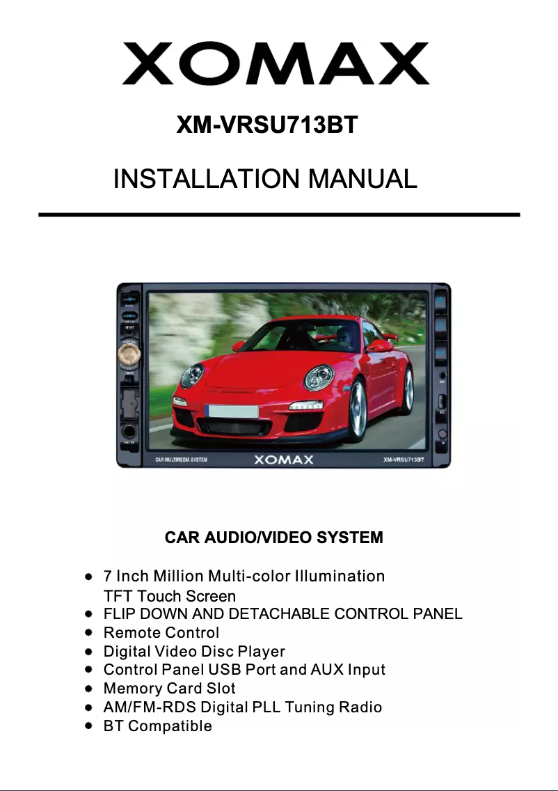Page 1 de la notice Manuel utilisateur Xomax XM-VRSU713BT
