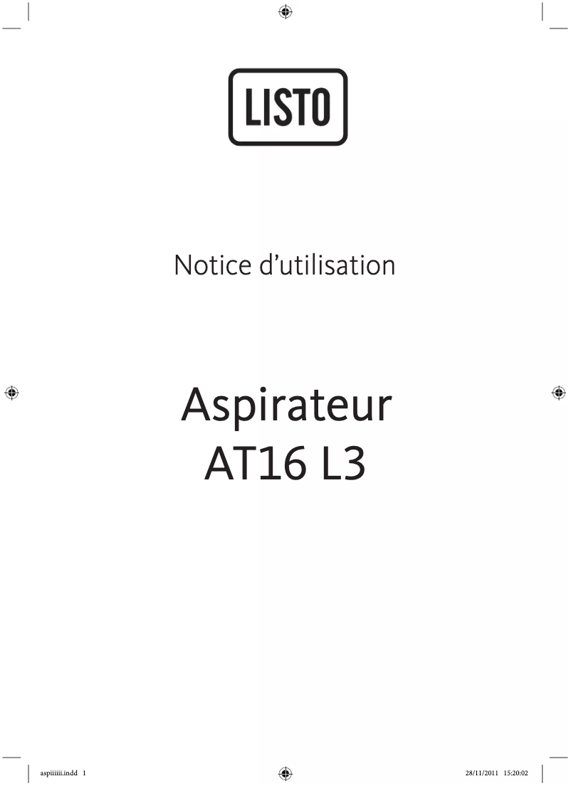 Page 1 de la notice Manuel utilisateur Listo AT16 L3