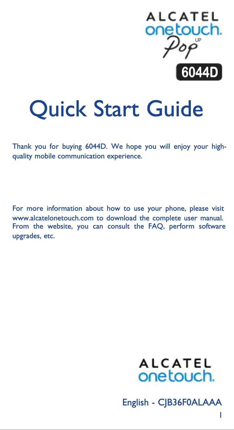 Page n°1 - Manuel utilisateur Alcatel Pop Up