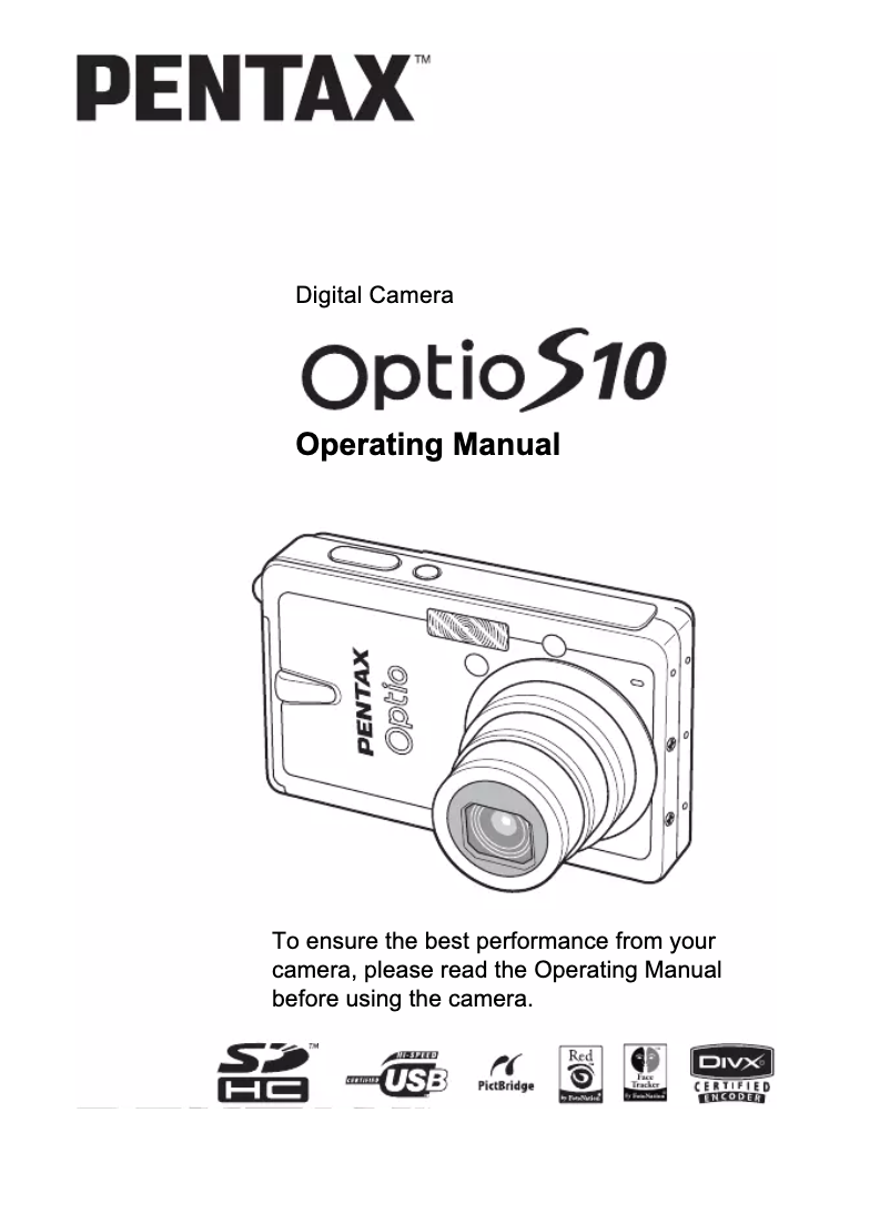 Image de la première page du manuel de l'appareil Optio S10