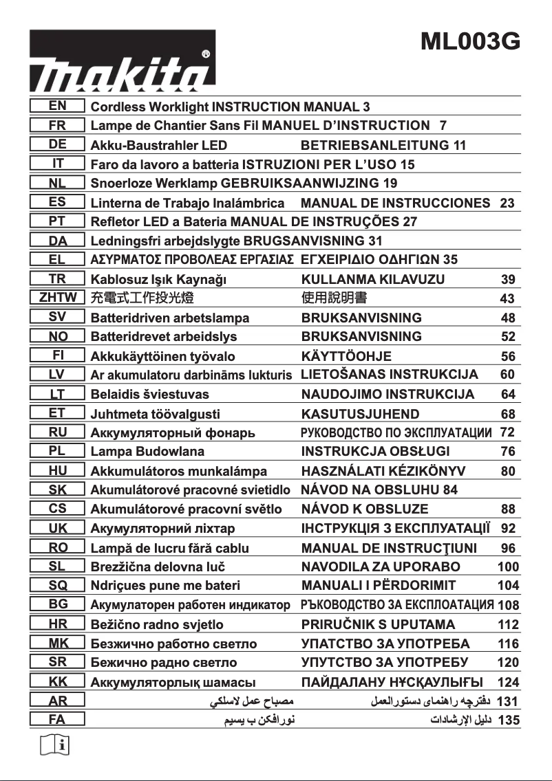 Página 1 del manual Manual de usuario Makita ML003G