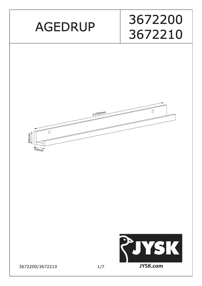 Page n°1 - Manuel utilisateur JYSK Agedrup