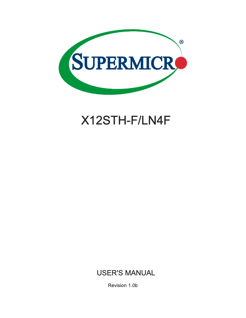 Page 1 de la notice Manuel utilisateur Supermicro X12STH-LN4F