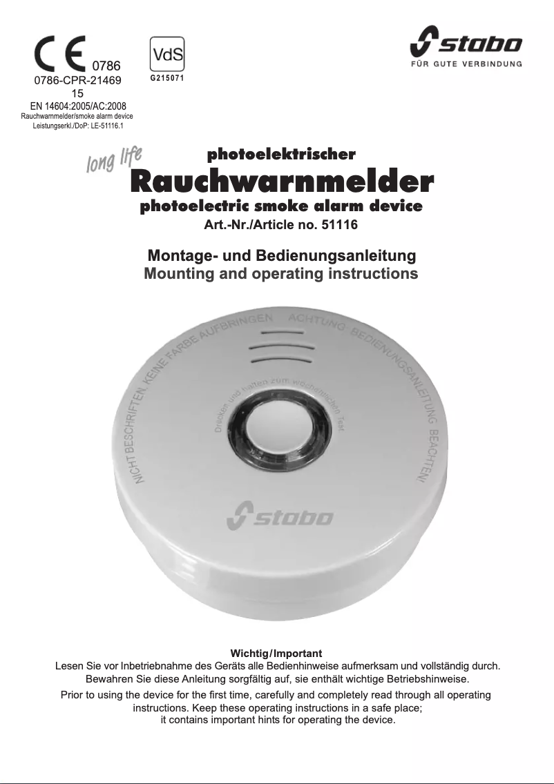 Page 1 de la notice Manuel utilisateur Stabo 51116