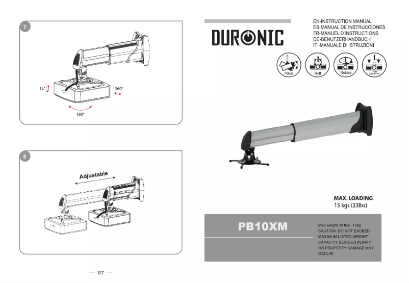 Page 1 de la notice Manuel utilisateur Duronic PB10XM