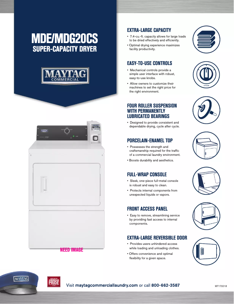 Page 1 de la notice Fiche technique Maytag MDE20CSAYW