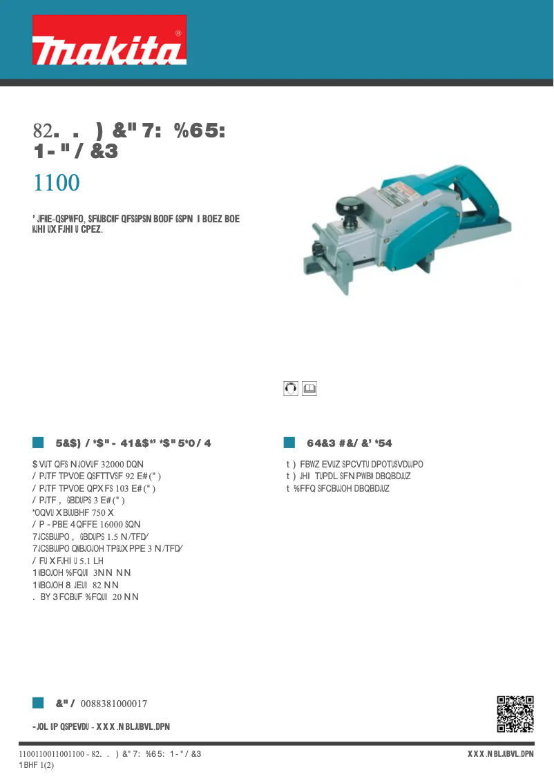 Página 1 del manual Ficha técnica Makita 1100