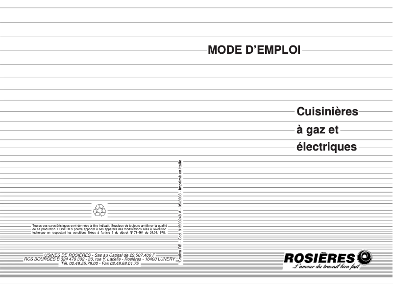 Image de la première page du manuel de l'appareil RCE 5325 RB