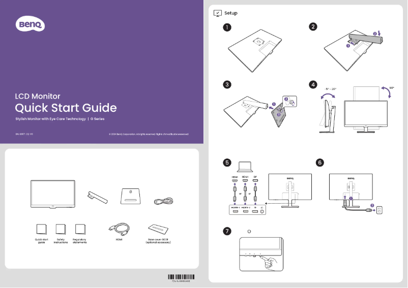 Page n°1 - Guide de démarrage rapide BenQ GW2490T
