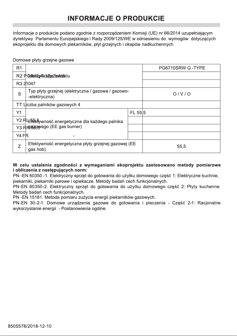 Page 1 de la notice Manuel utilisateur Amica Q-Type PG6711SRW