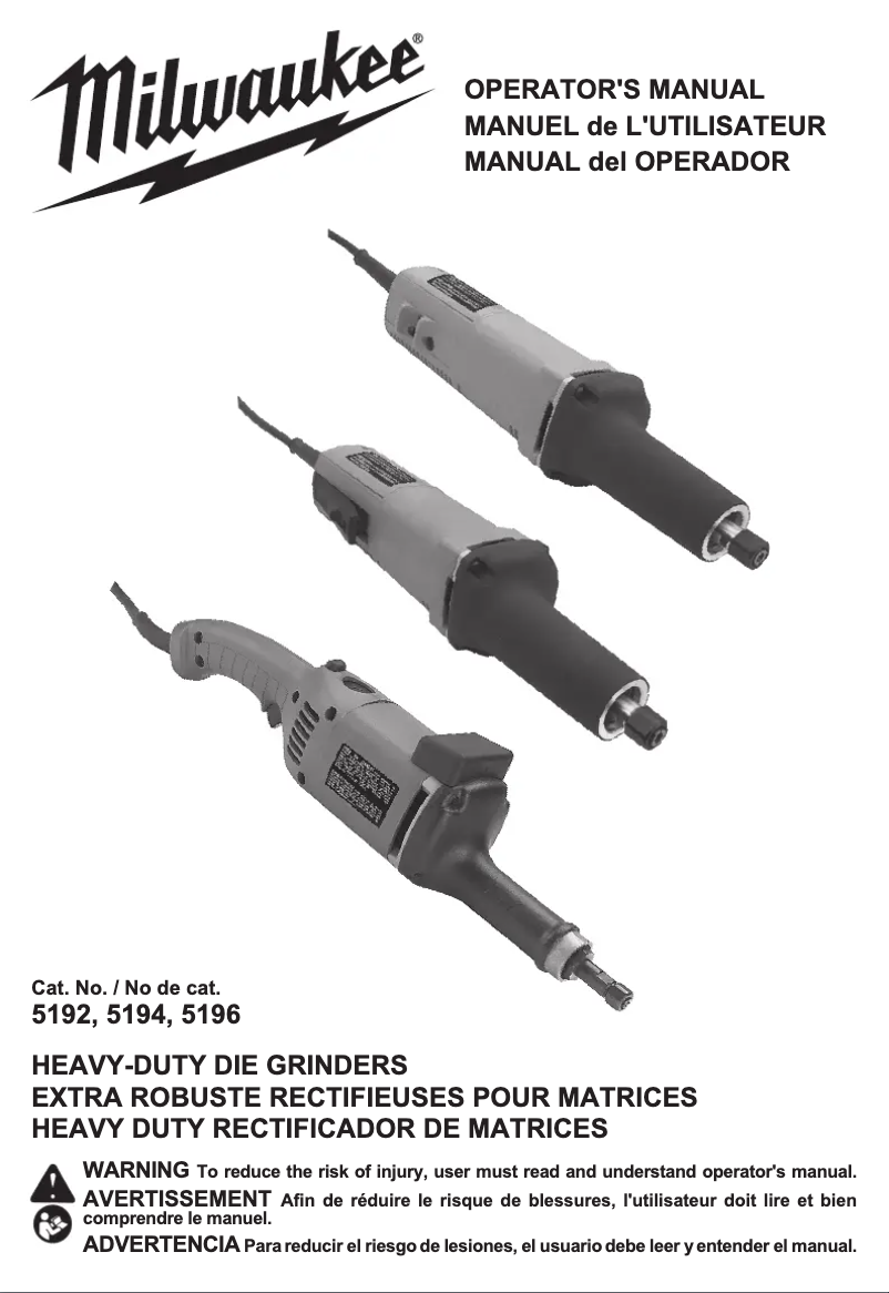 Page n°1 - Manuel utilisateur Milwaukee 5192
