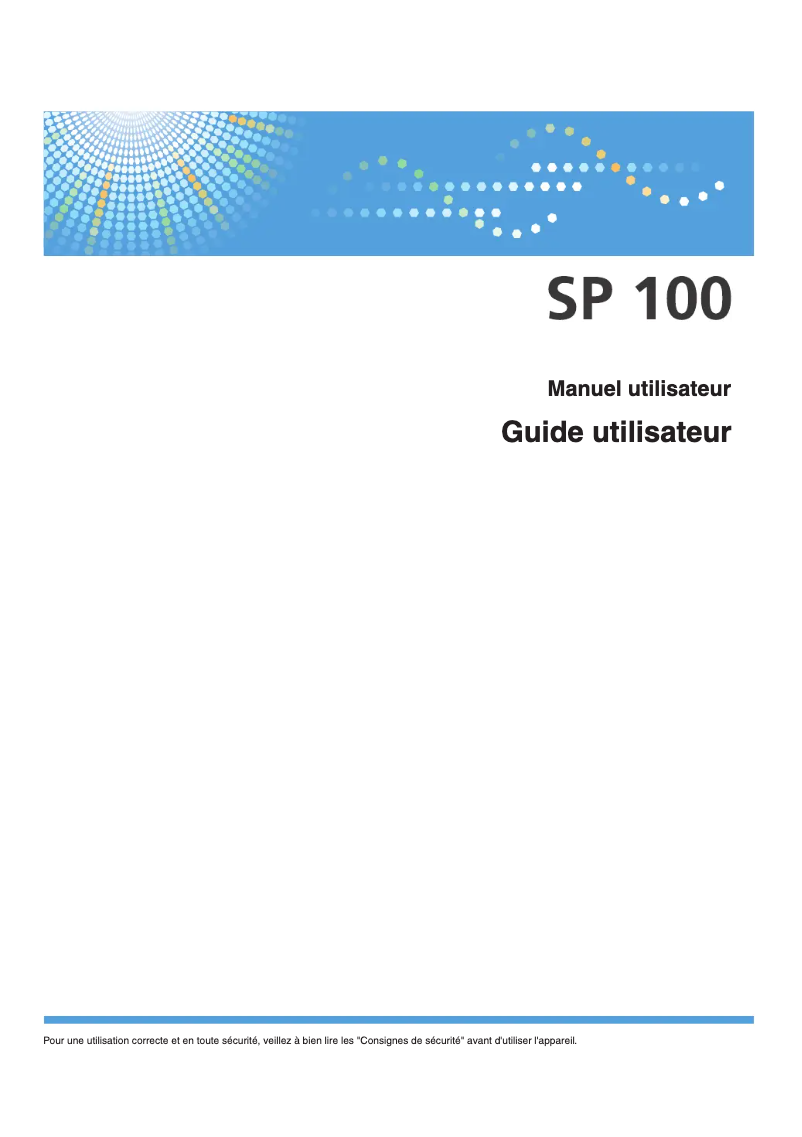 Image de la première page du manuel de l'appareil Aficio SP 100SU e