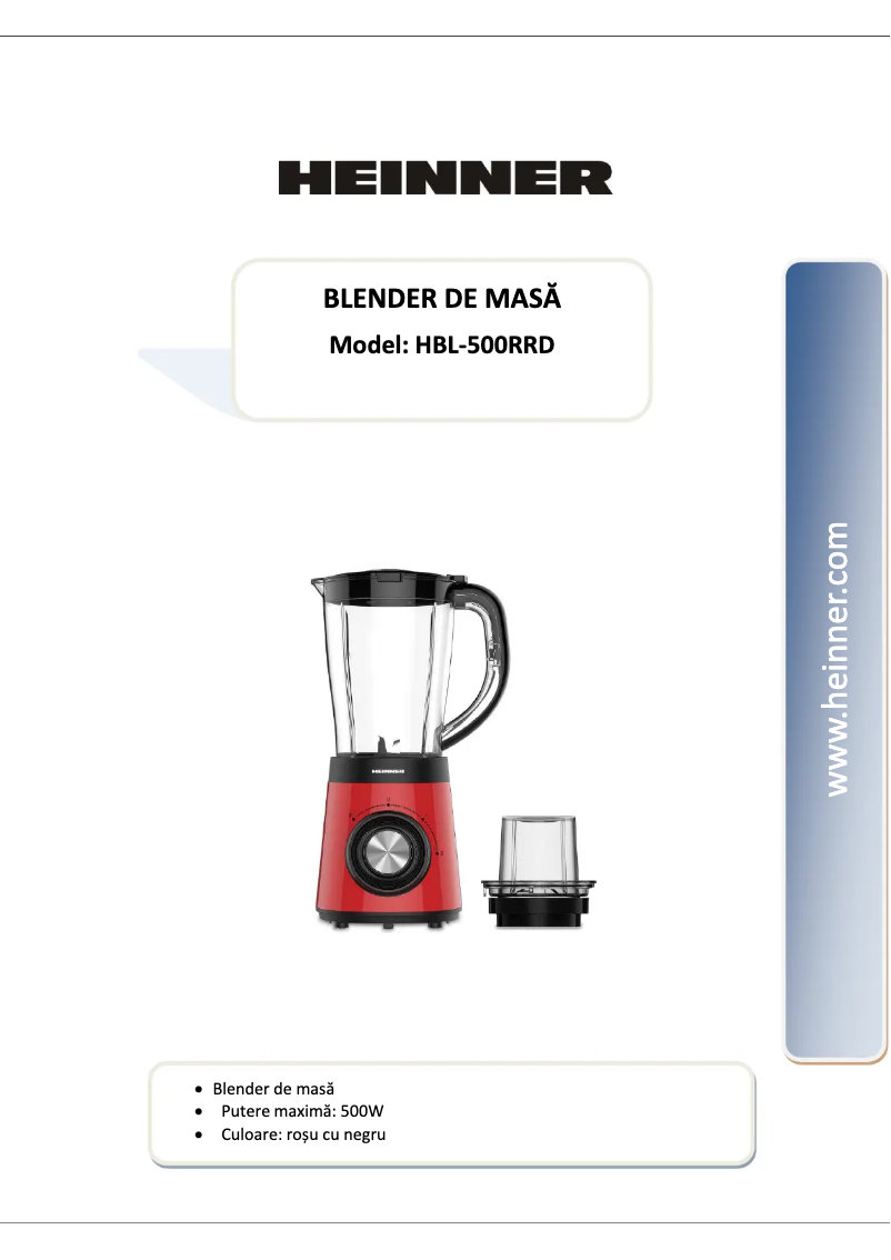 Page 1 de la notice Manuel utilisateur Heinner HBL-500RRD