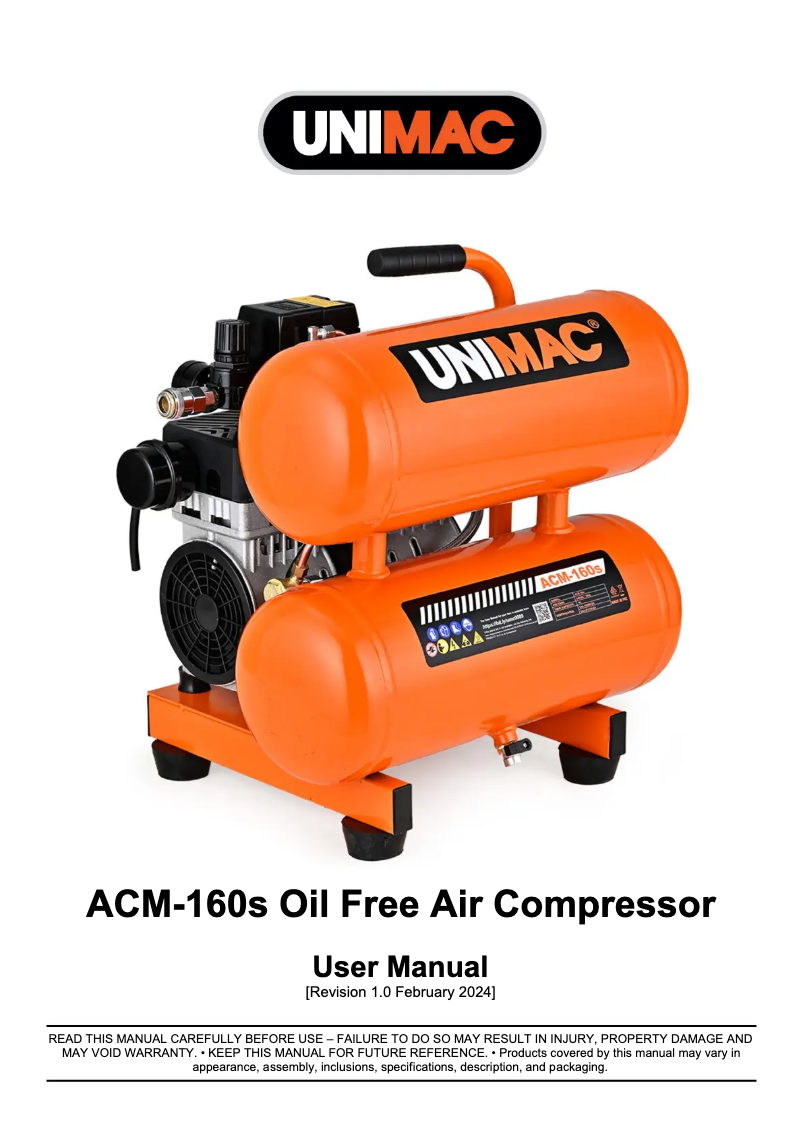 Image de la première page du manuel de l'appareil ACM-160s