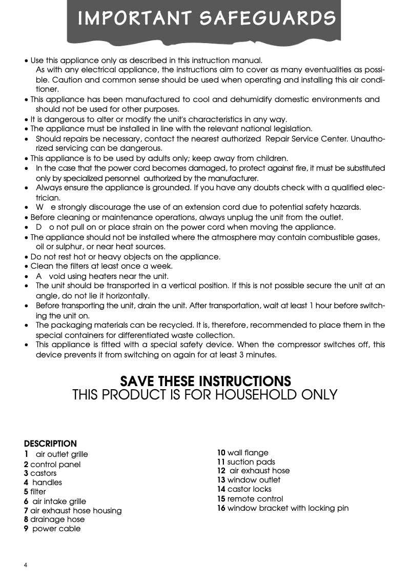 Page 1 de la notice Manuel utilisateur DeLonghi Pinguino PAC C100
