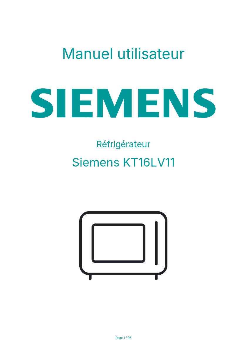 Page n°1 - Manuel utilisateur Siemens KT16LV11