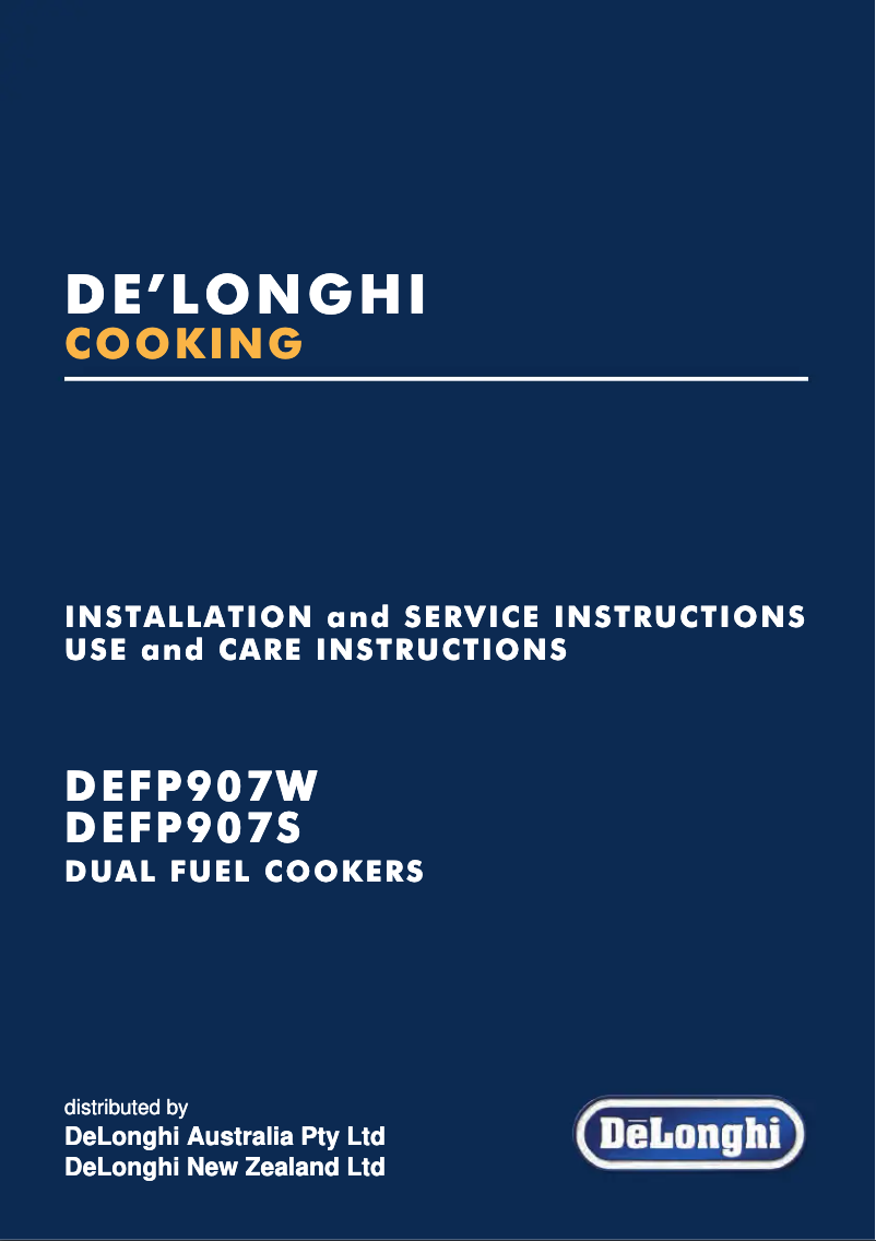 Page n°1 - Guide d'installation DeLonghi DEFP907S