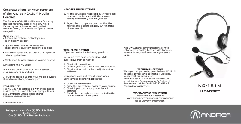 Image de la première page du manuel de l'appareil NC-181M