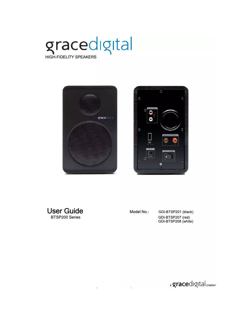 Page n°1 - Manuel utilisateur Grace Digital Audio GDI-BTSP208