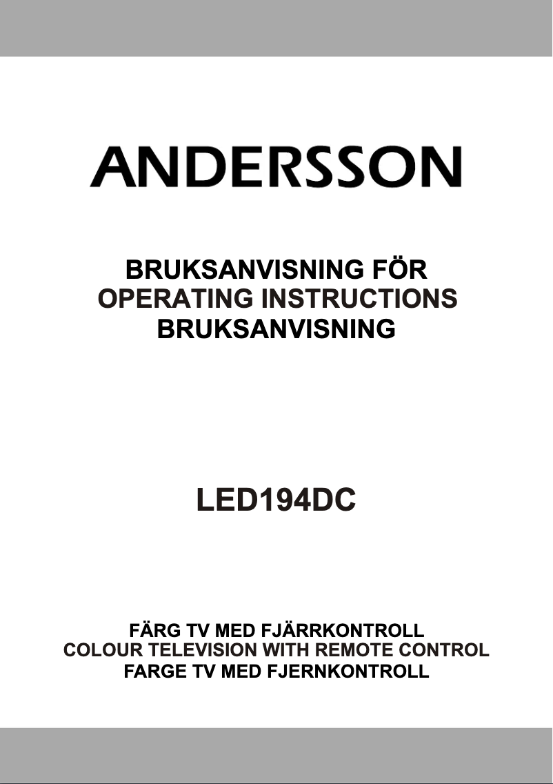 Page 1 de la notice Manuel utilisateur Andersson LED194DC