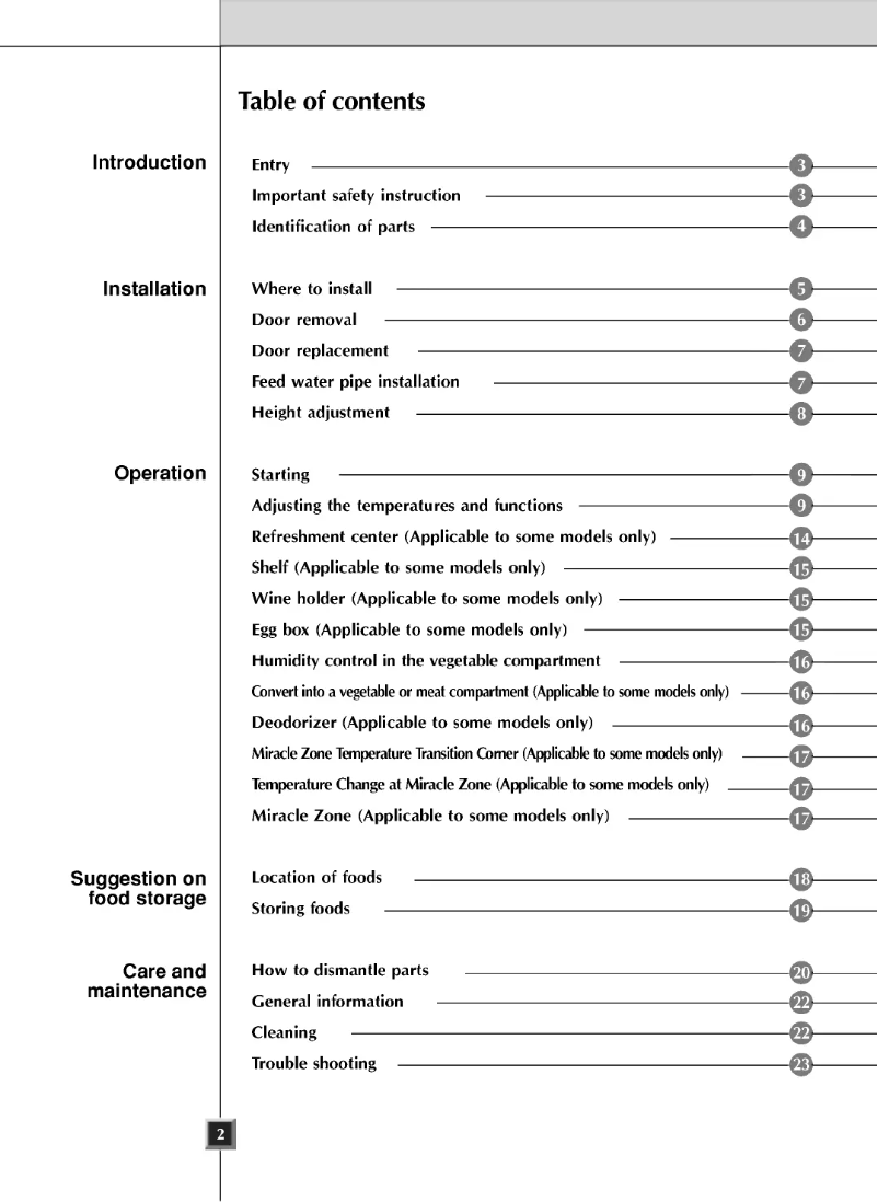 Image de la première page du manuel de l'appareil GR-P227STB