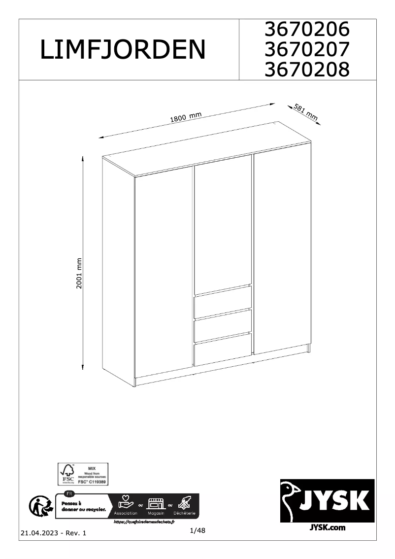 Image de la première page du manuel de l'appareil Limfjorden (180x200)