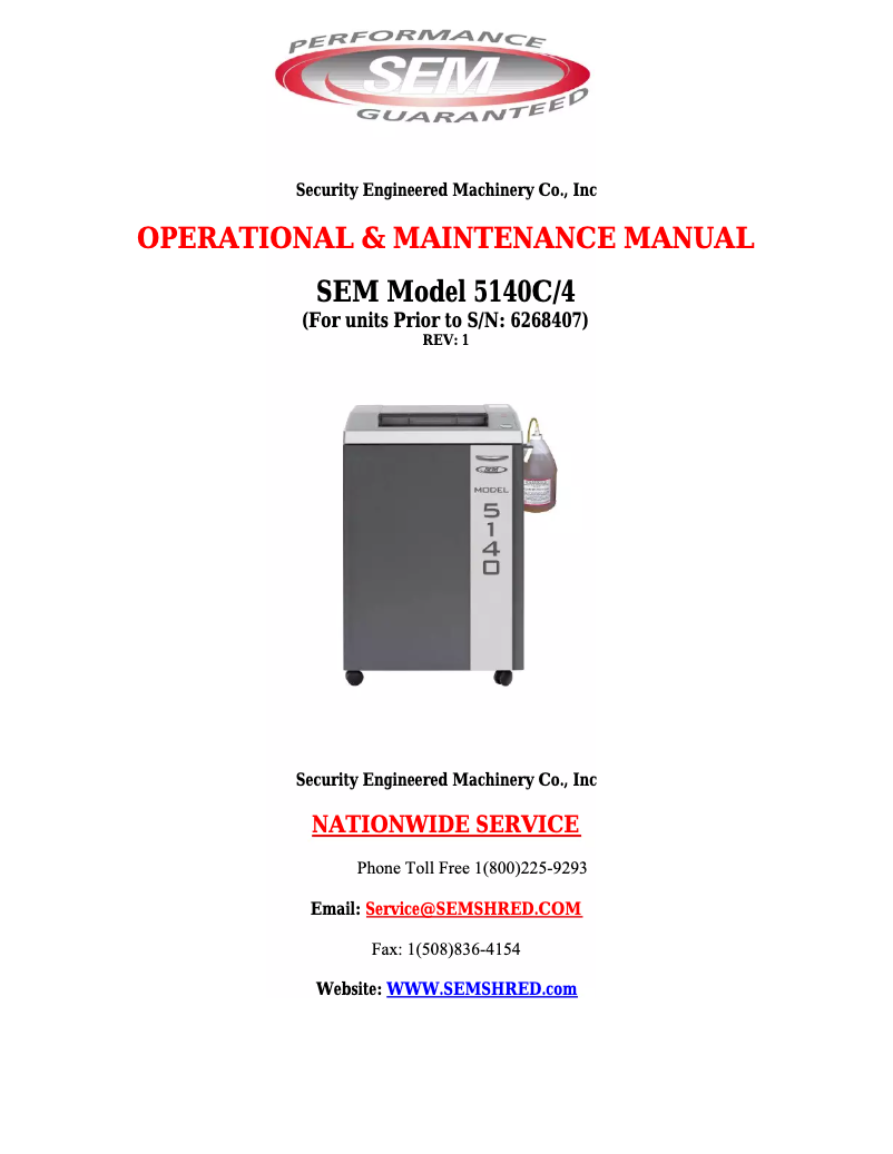 Page n°1 - Manuel utilisateur SEM 5140C/4