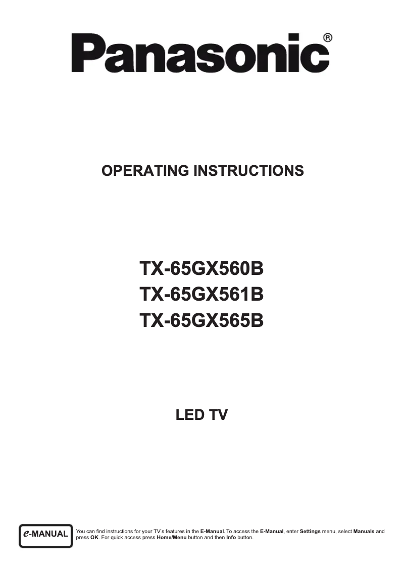 Página 1 del manual Manual de usuario Panasonic TX-65GX560B