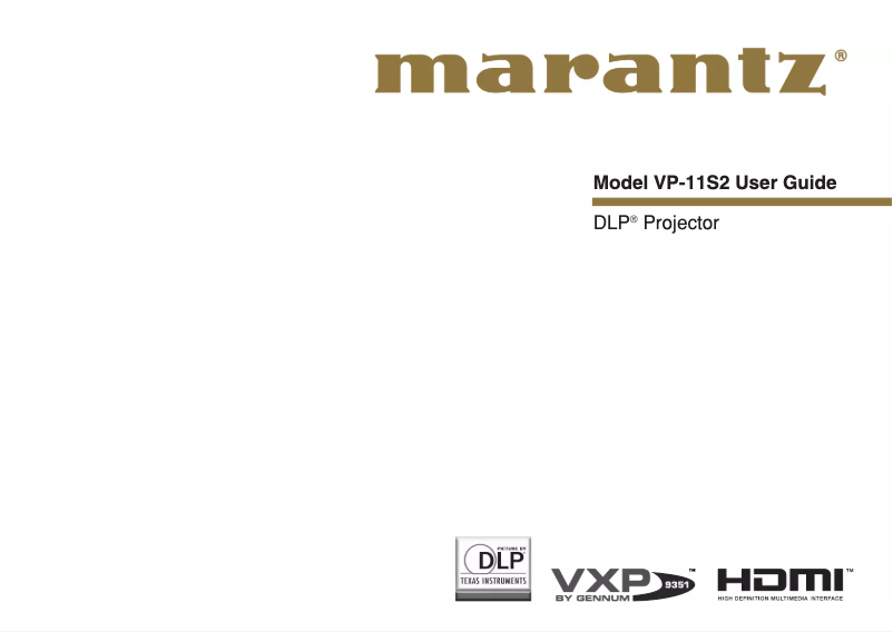 Page 1 de la notice Manuel utilisateur Marantz VP-11S2