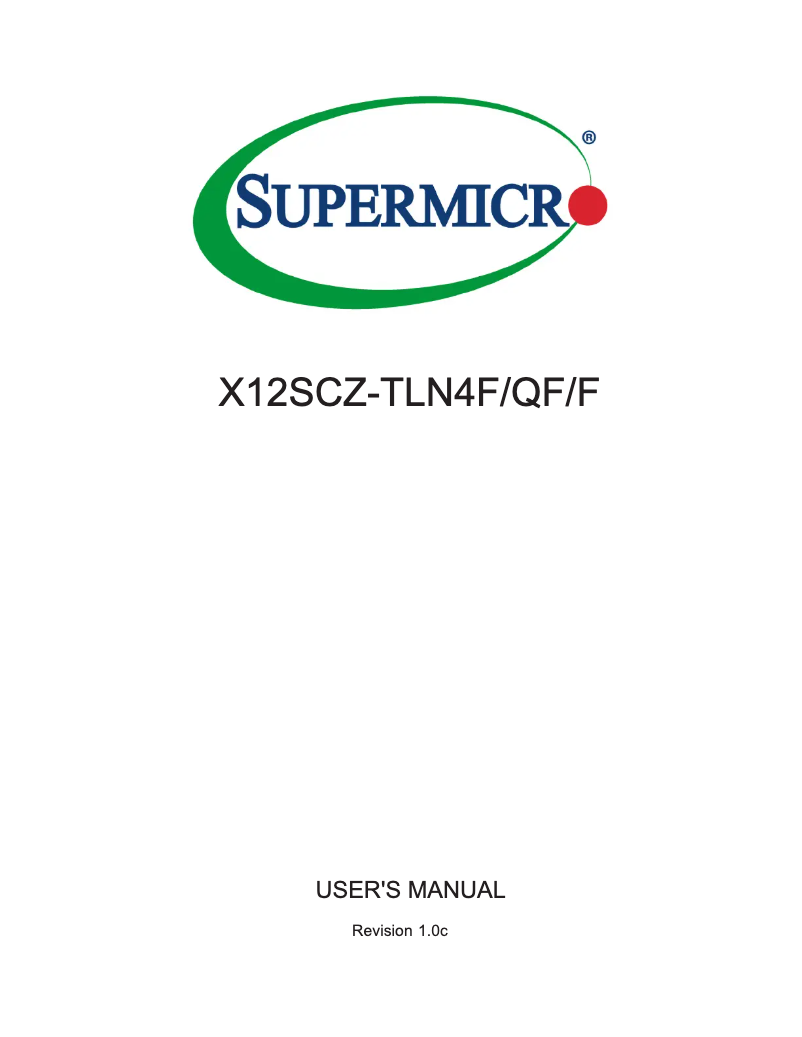 Page 1 de la notice Manuel utilisateur Supermicro X12SCZ-TLN4F