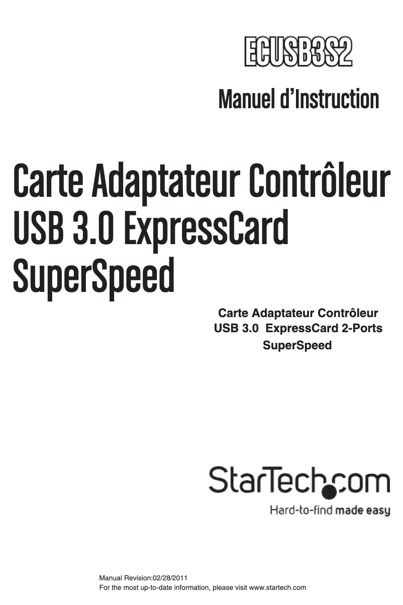 Page 1 de la notice Manuel utilisateur StarTech.com ECUSB3S2