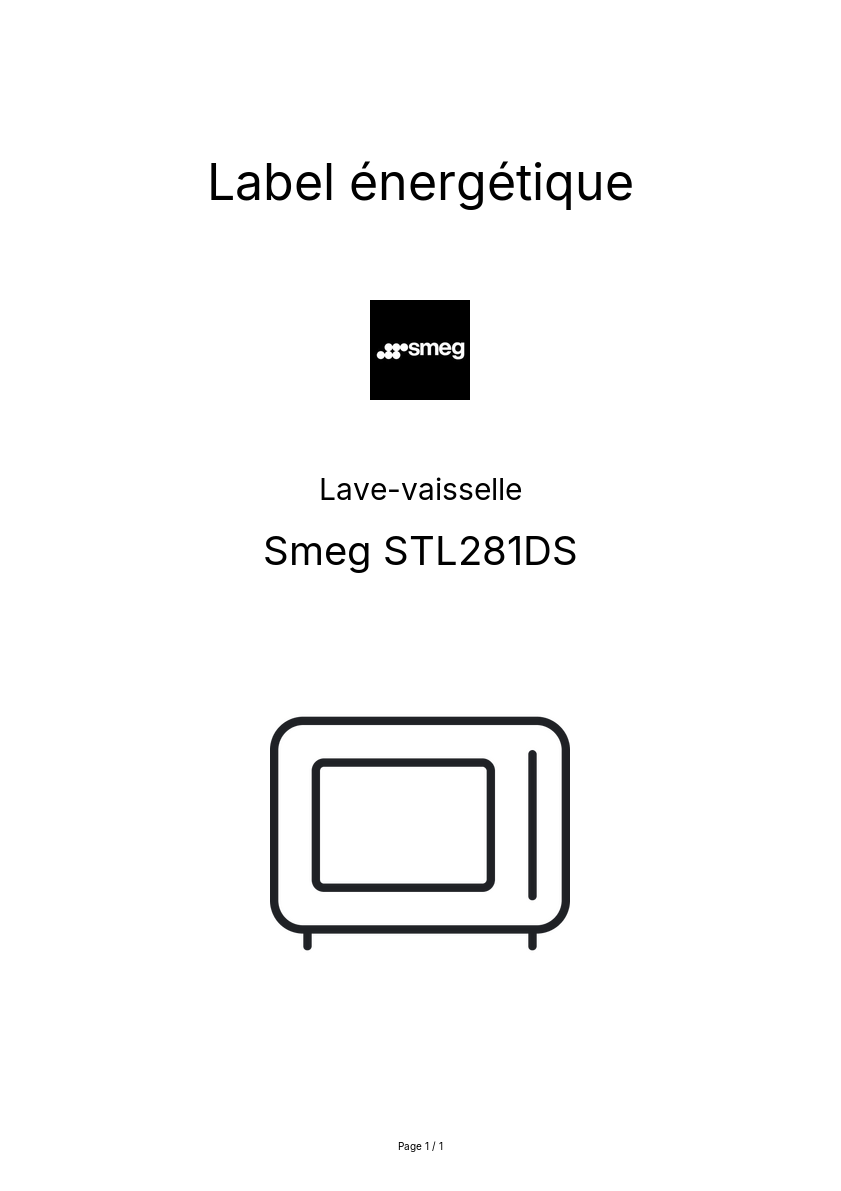 Page n°1 - Label énergétique Smeg STL281DS