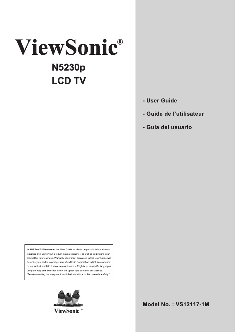 Page n°1 - Manuel utilisateur Viewsonic N5230p