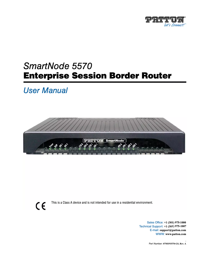 Page n°1 - Manuel utilisateur Patton SmartNode 5571 eSBC