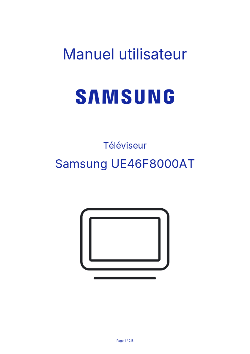 Page 1 de la notice Manuel utilisateur Samsung UE46F8000AT