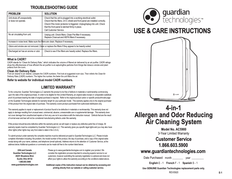 Page 1 de la notice Manuel utilisateur Guardian AC5900