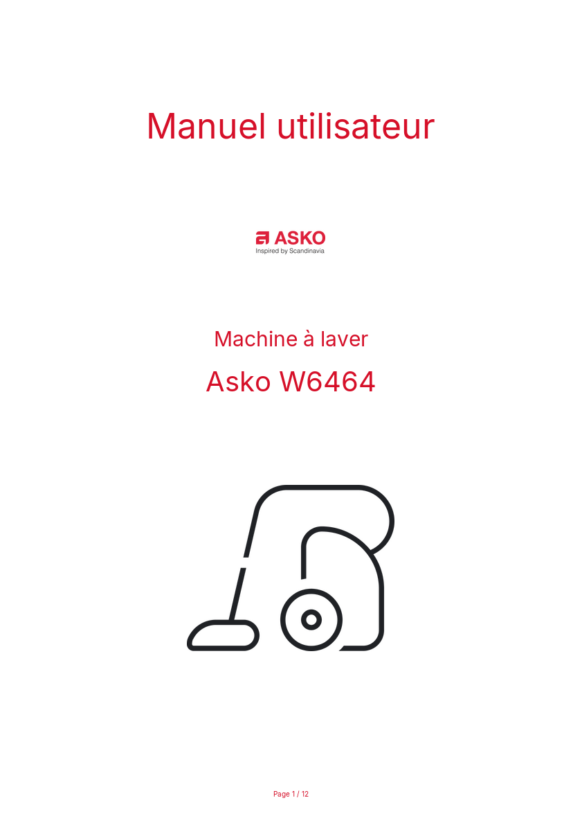 Page n°1 - Manuel utilisateur Asko W6464
