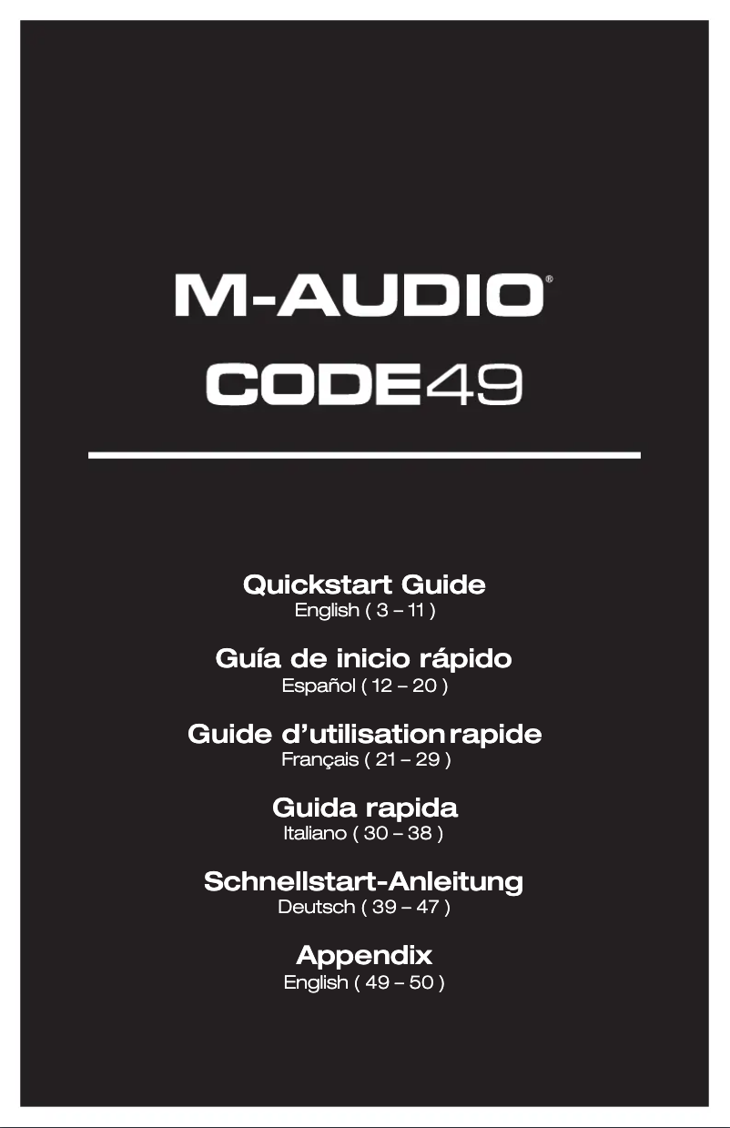 Page n°1 - Manuel utilisateur M-Audio Code 49