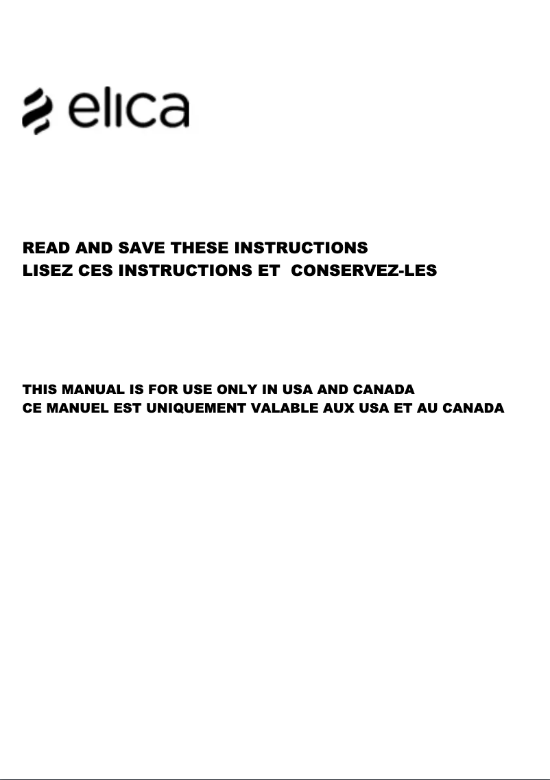 Page n°1 - Manuel utilisateur Elica Easy