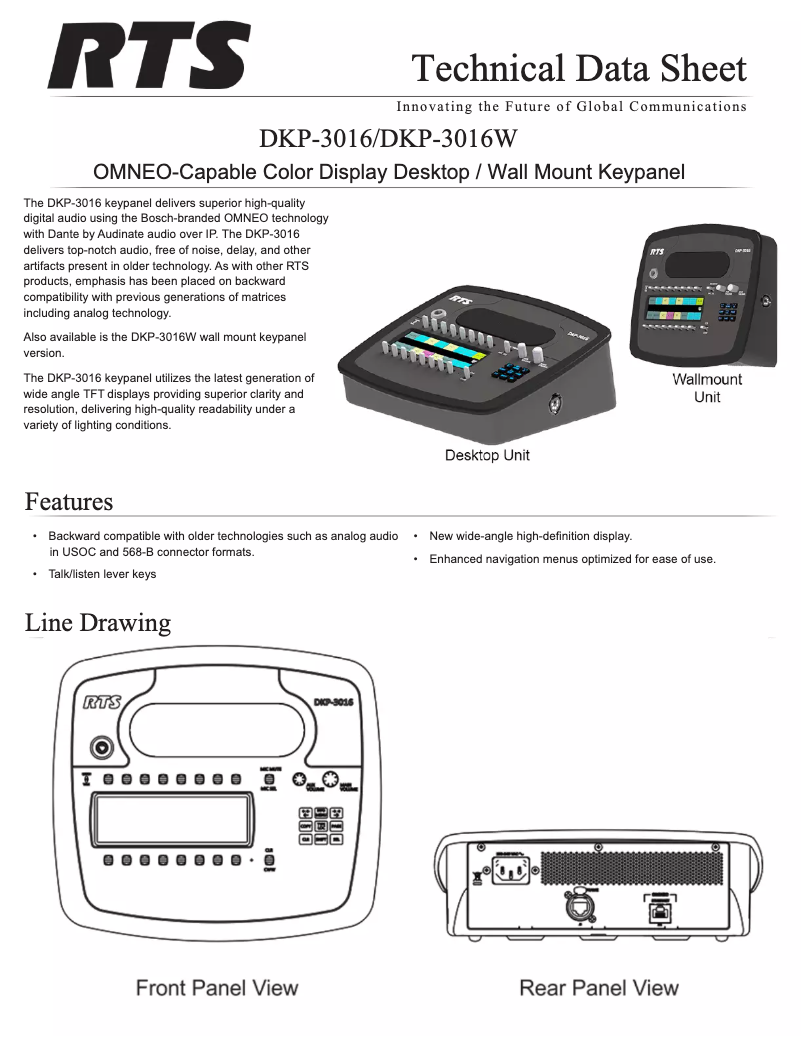 Page 1 de la notice Fiche technique RTS DKP-3016